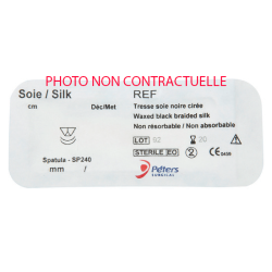 FR SOIE 2/0 250CM x24 NOIRE (bobine sans aiguille)